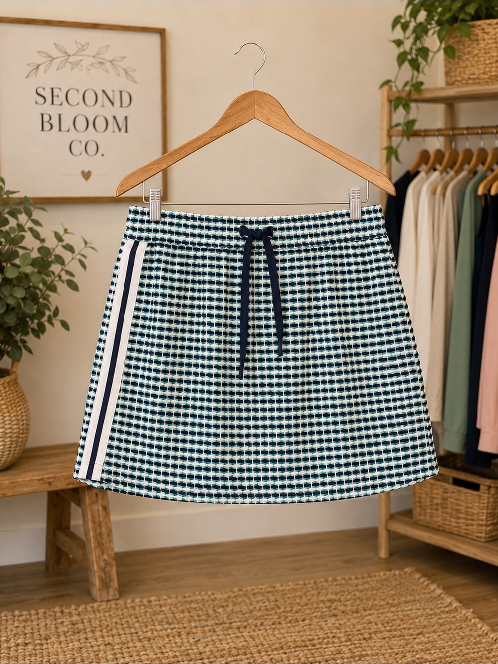 Lady Hagen Side Rib Golf Skort XL NWT Navy Mint Geometric Print
